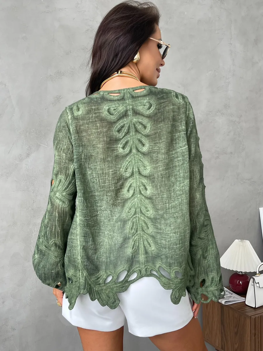 Зеленый блузка нарядная летняя