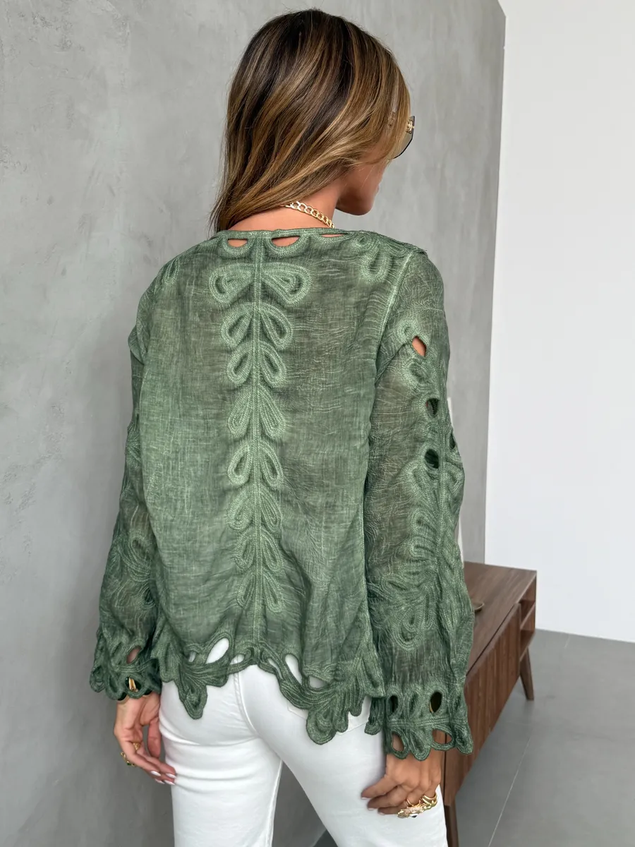 Зеленый блузка нарядная летняя
