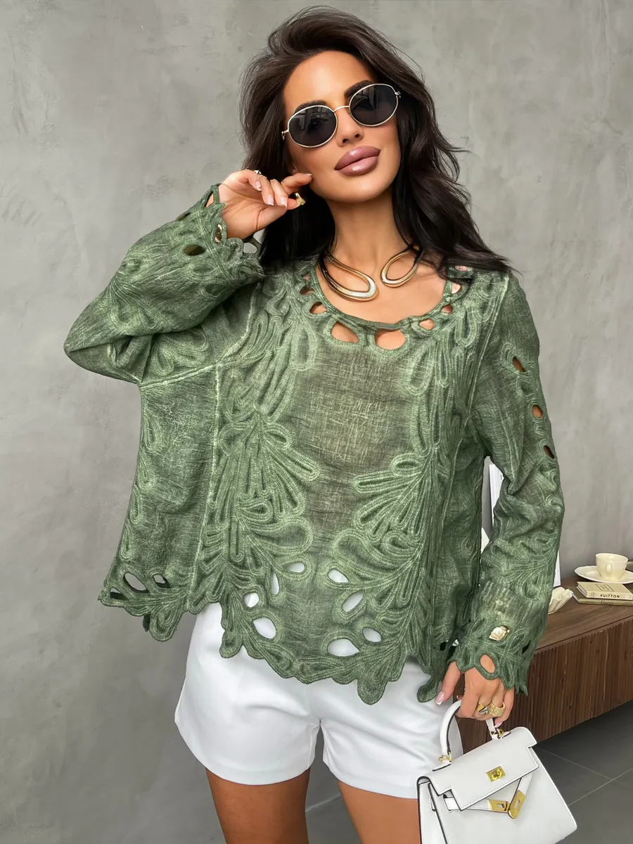 Зеленый блузка нарядная летняя