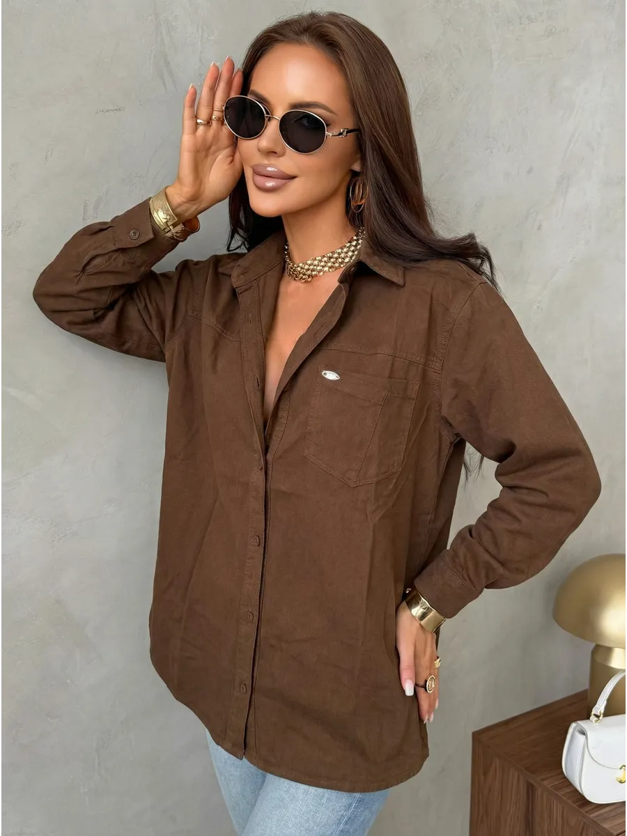 Коричневая рубашка оверсайз