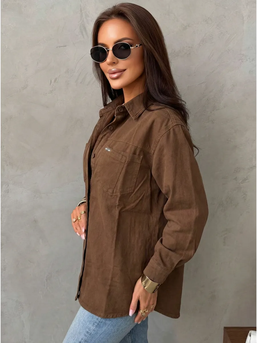 Коричневая рубашка оверсайз