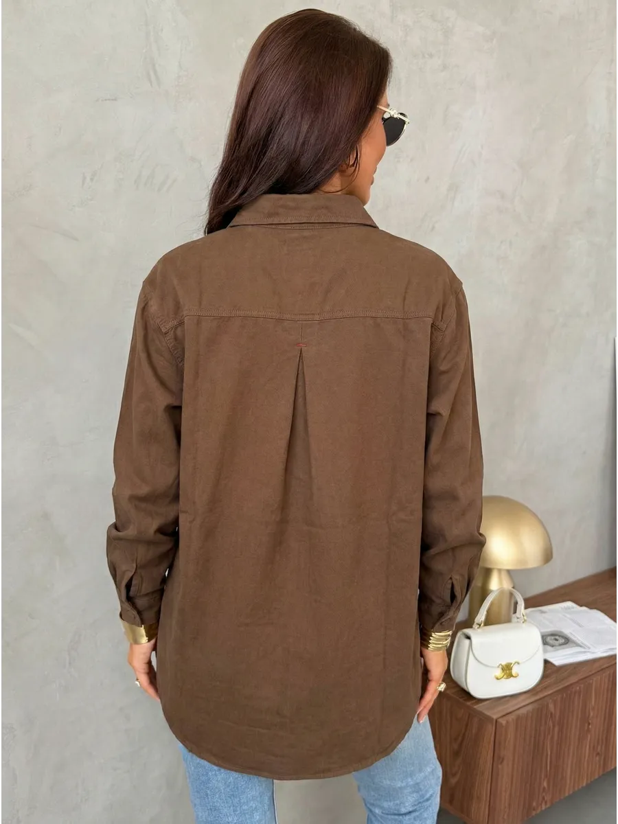 Коричневая рубашка оверсайз