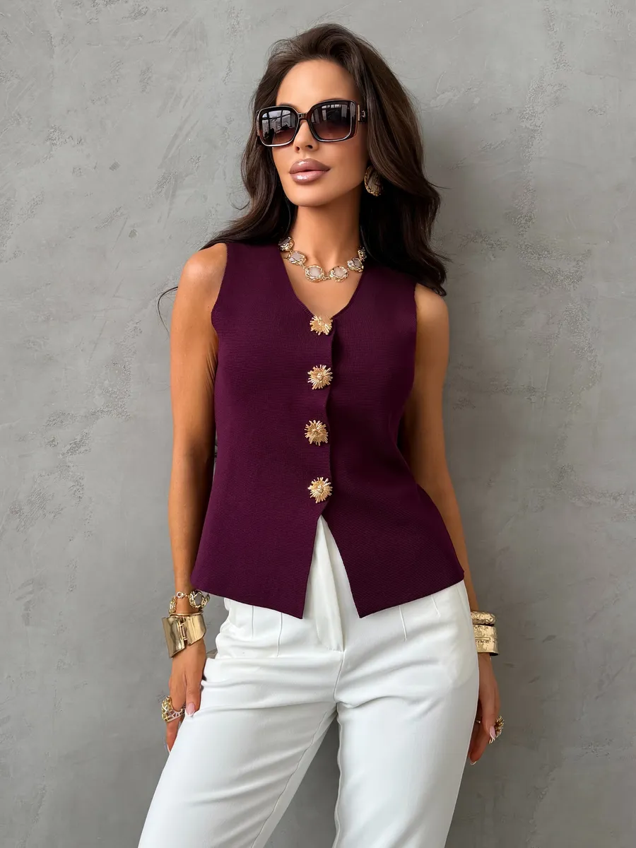 Бордовый жилетка вязаная трикотажная нарядная