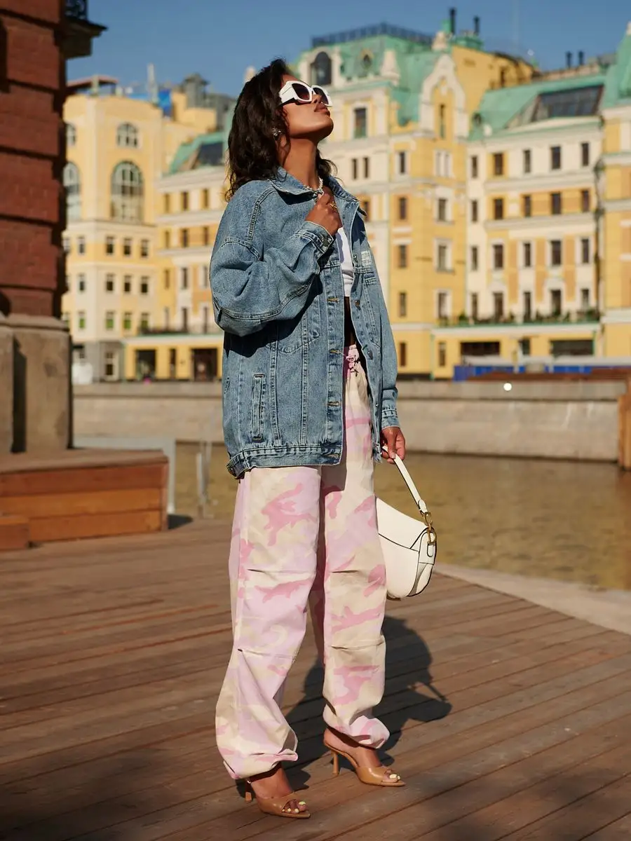 Синяя куртка джинсовая оверсайз