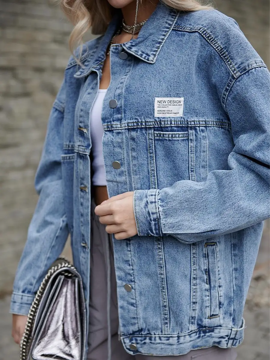 Синяя куртка джинсовая оверсайз