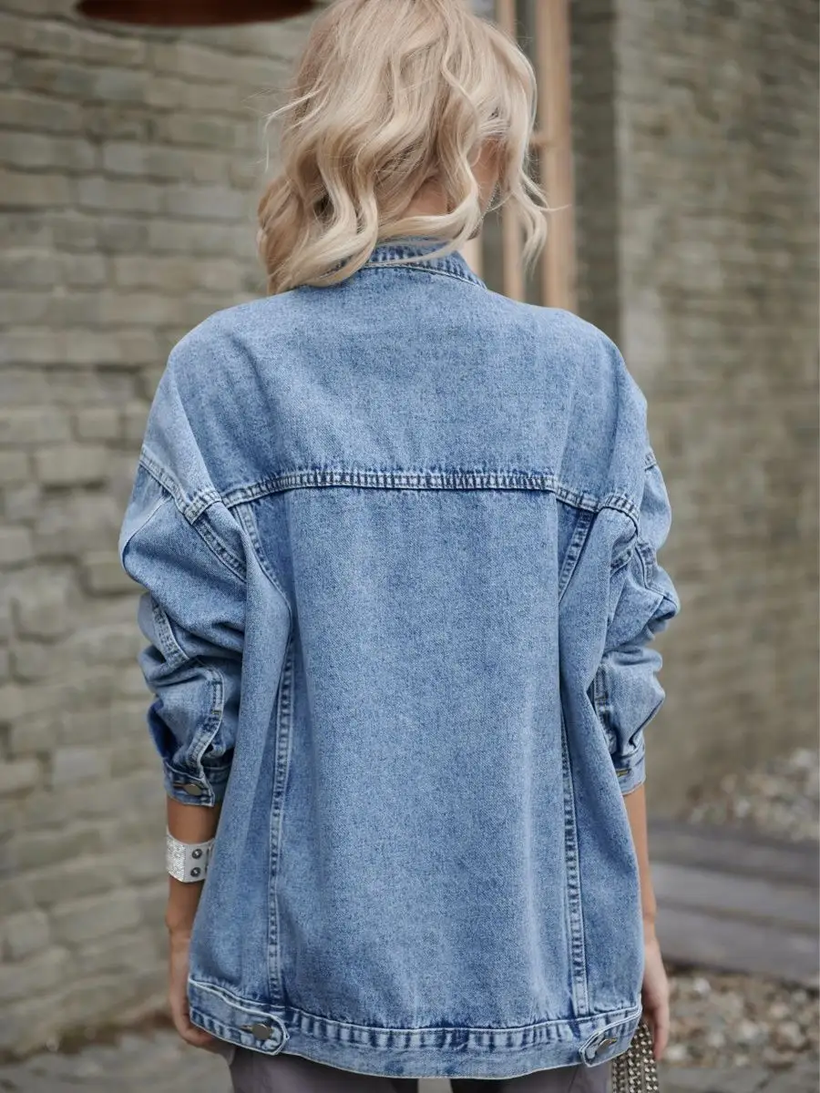 Синяя куртка джинсовая оверсайз