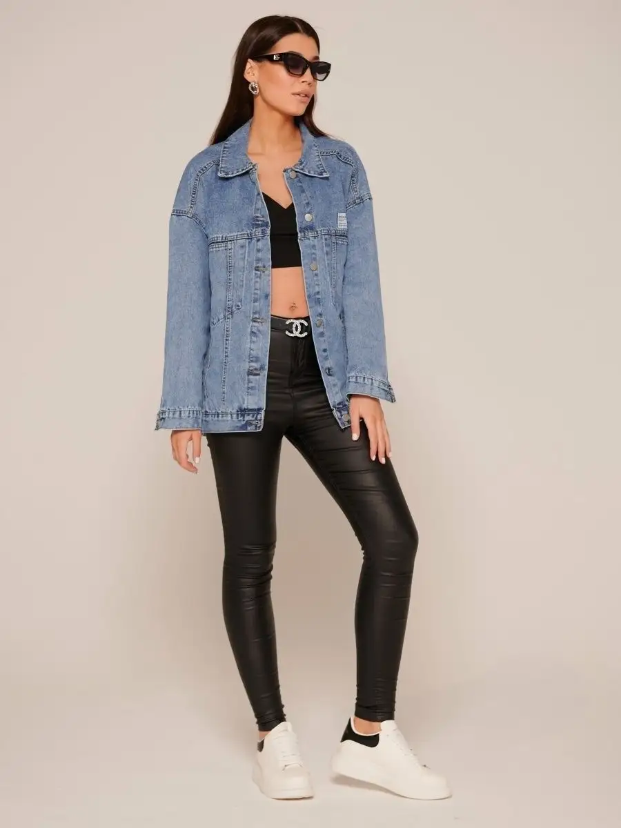 Синяя куртка джинсовая оверсайз