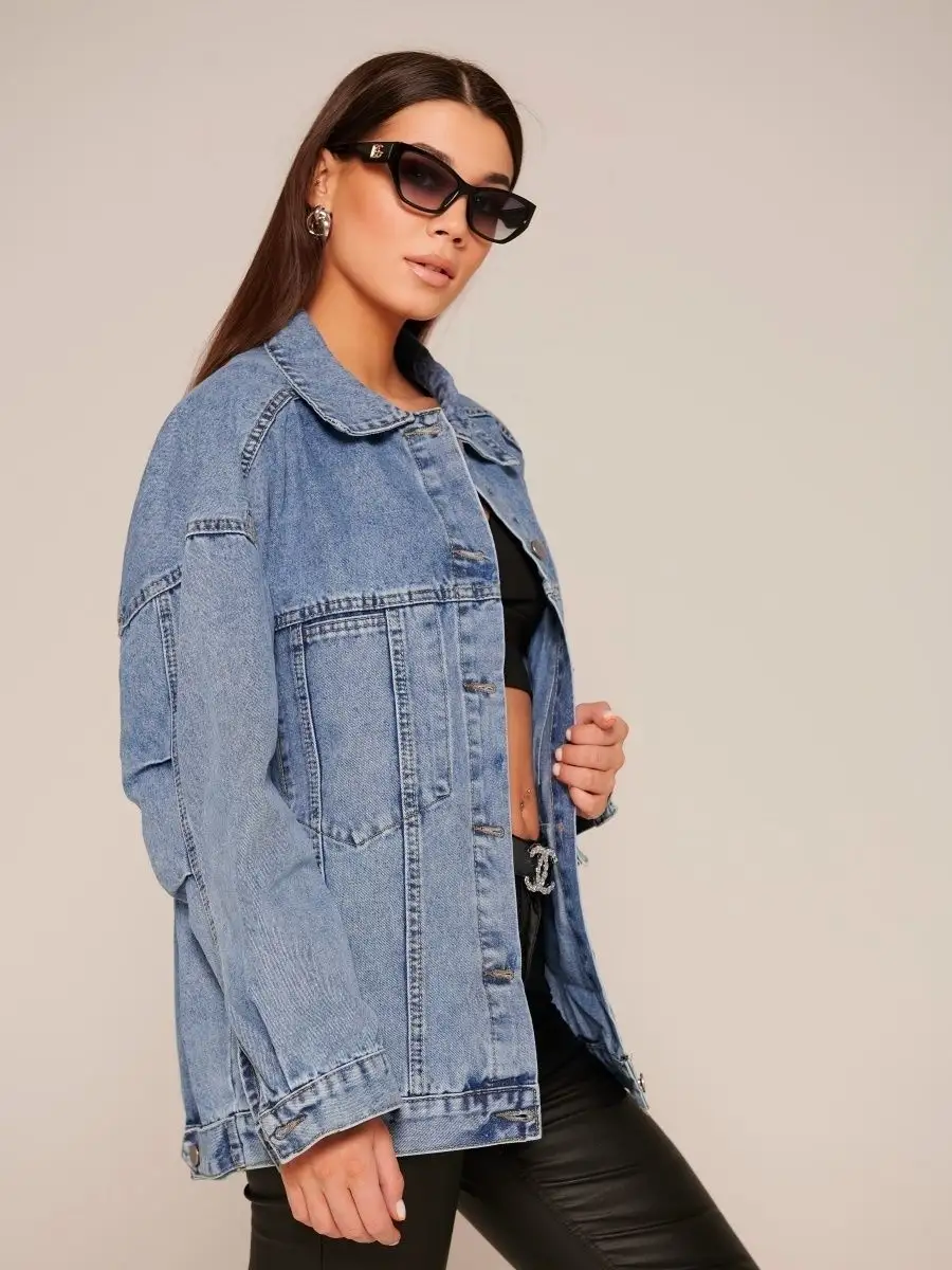 Синяя куртка джинсовая оверсайз