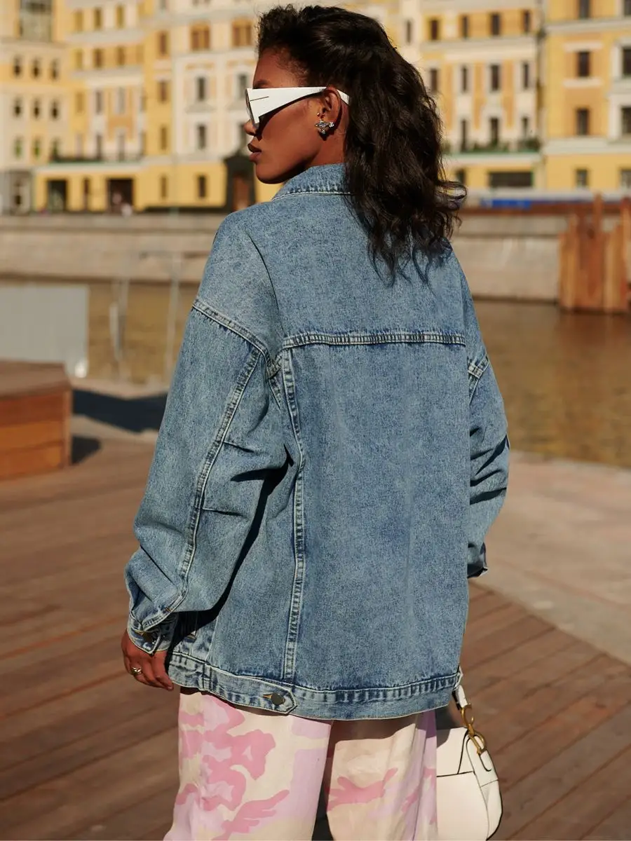 Синяя куртка джинсовая оверсайз