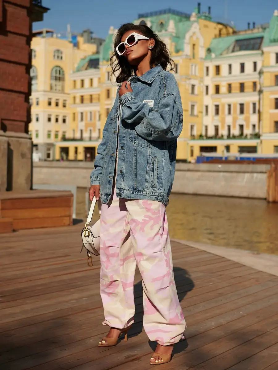 Синяя куртка джинсовая оверсайз