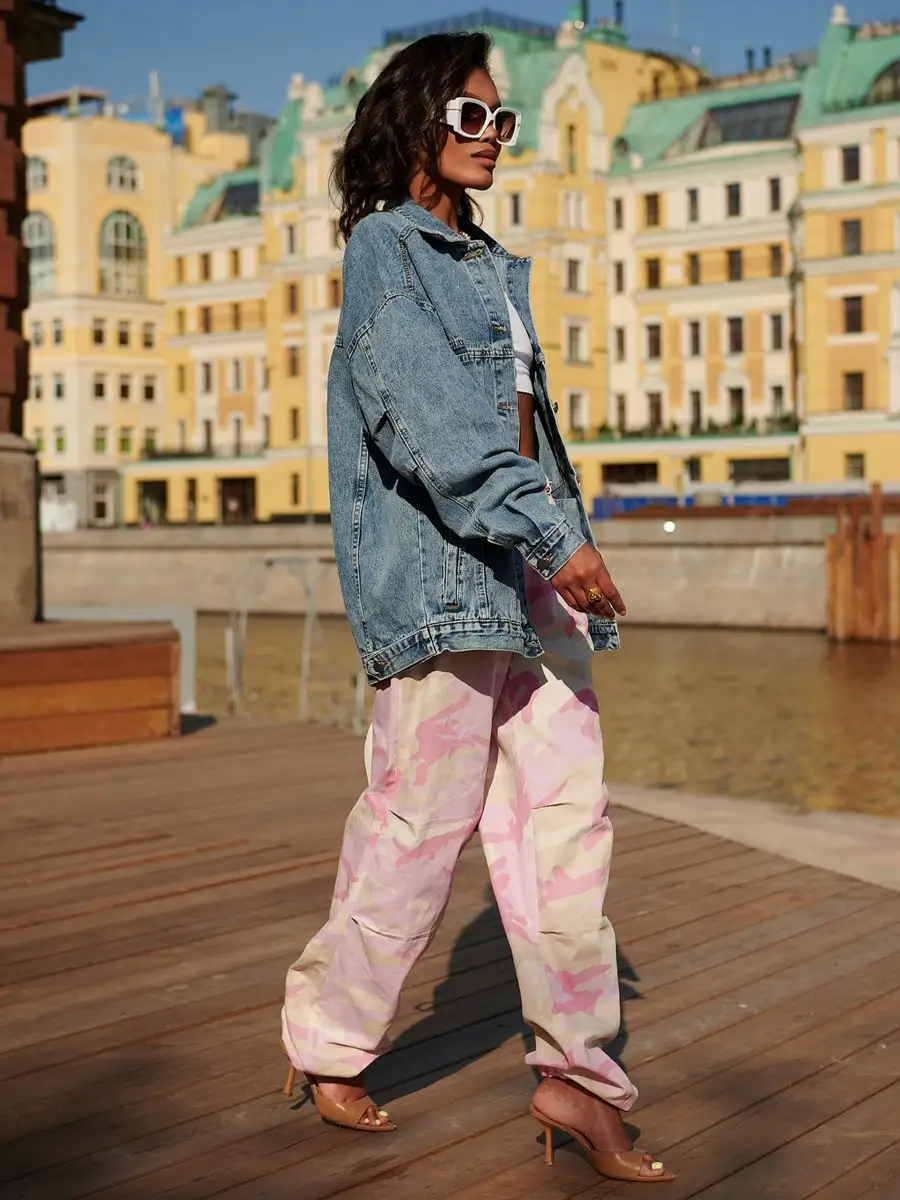 Синяя куртка джинсовая оверсайз