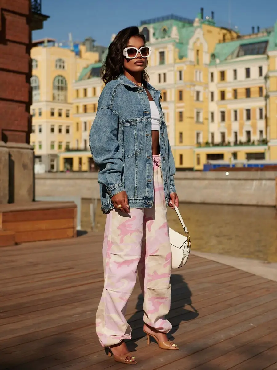 Синяя куртка джинсовая оверсайз