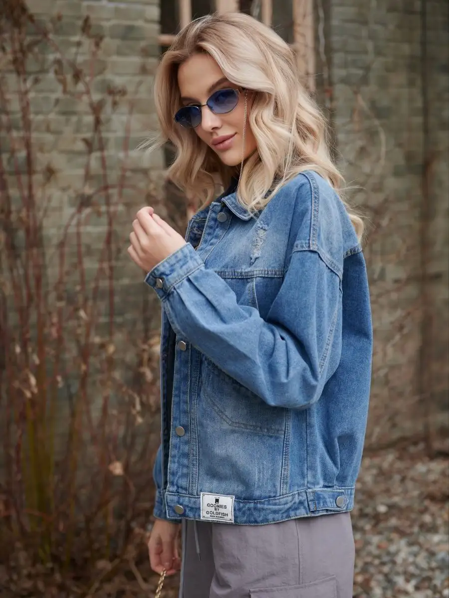 Синяя куртка джинсовая оверсайз
