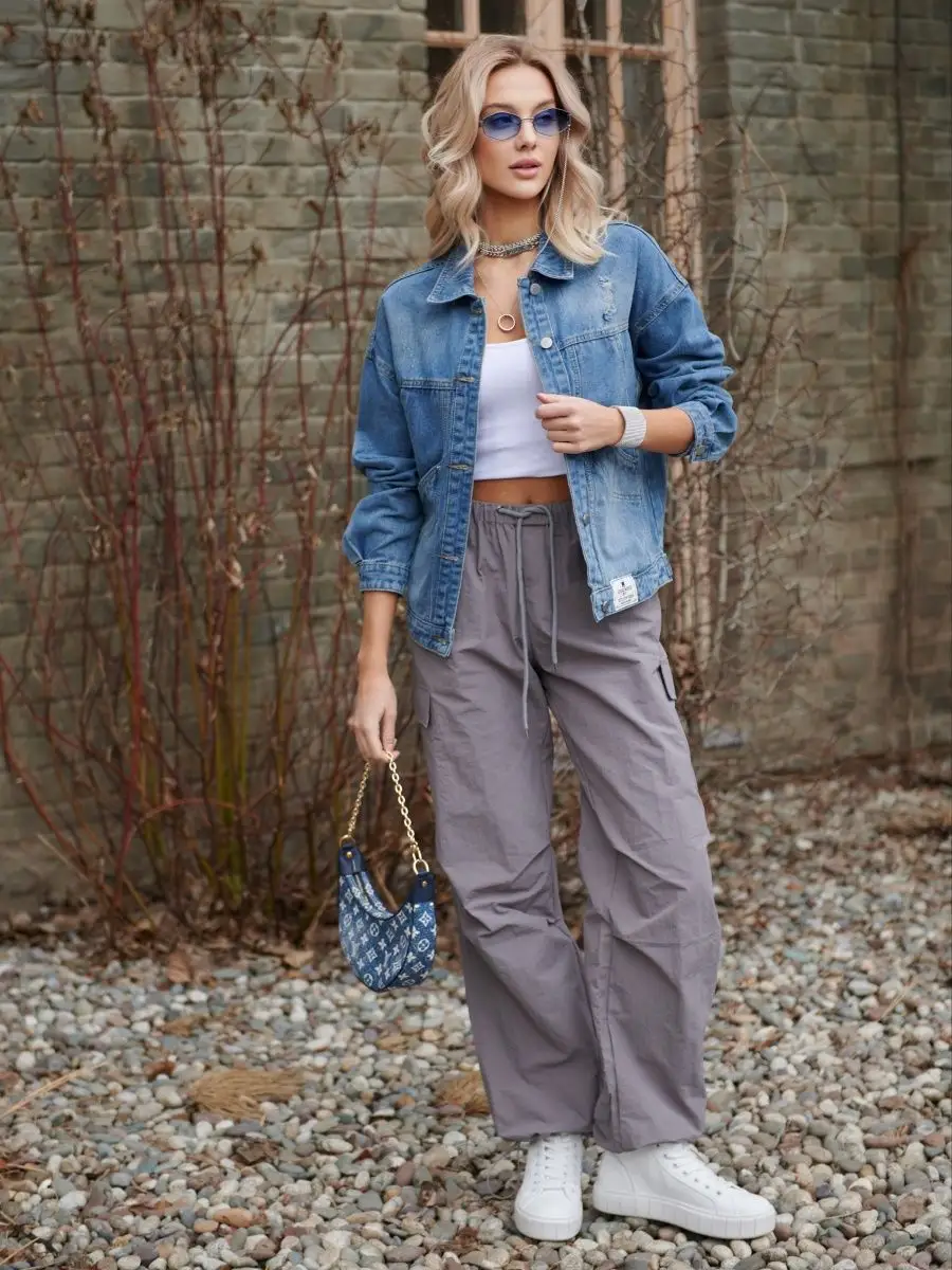 Синяя куртка джинсовая оверсайз