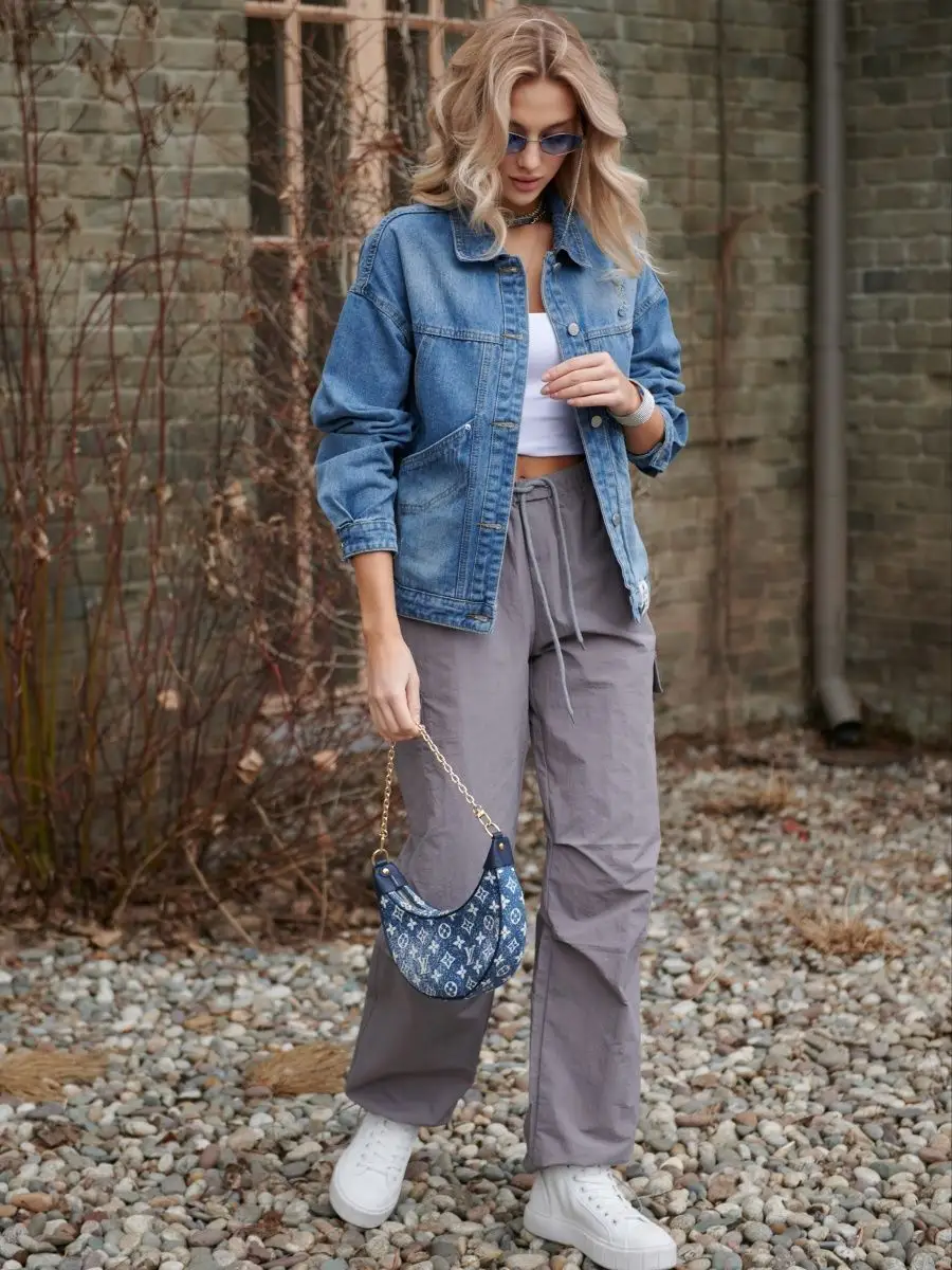 Синяя куртка джинсовая оверсайз