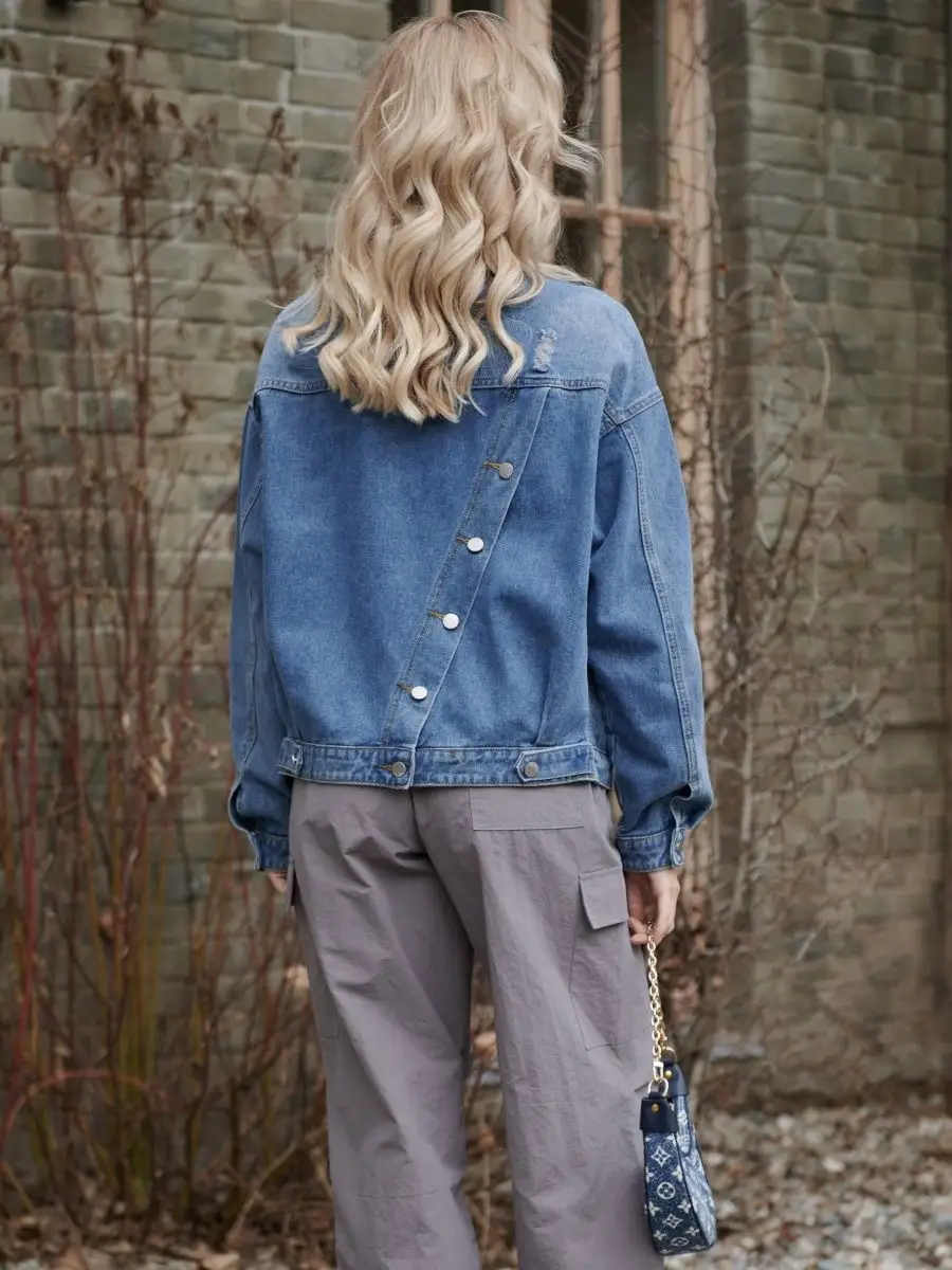 Синяя куртка джинсовая оверсайз