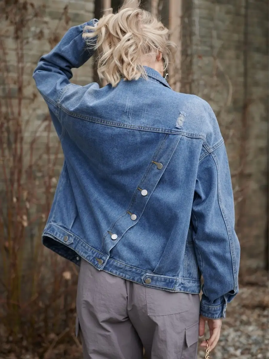 Синяя куртка джинсовая оверсайз