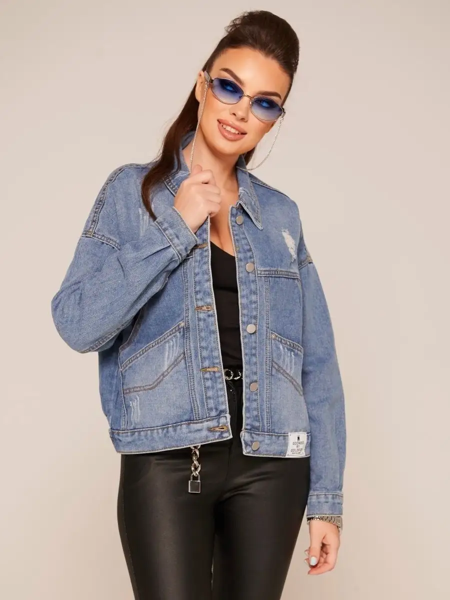 Синяя куртка джинсовая оверсайз