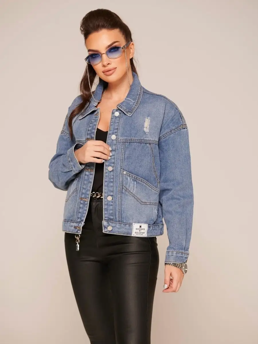 Синяя куртка джинсовая оверсайз