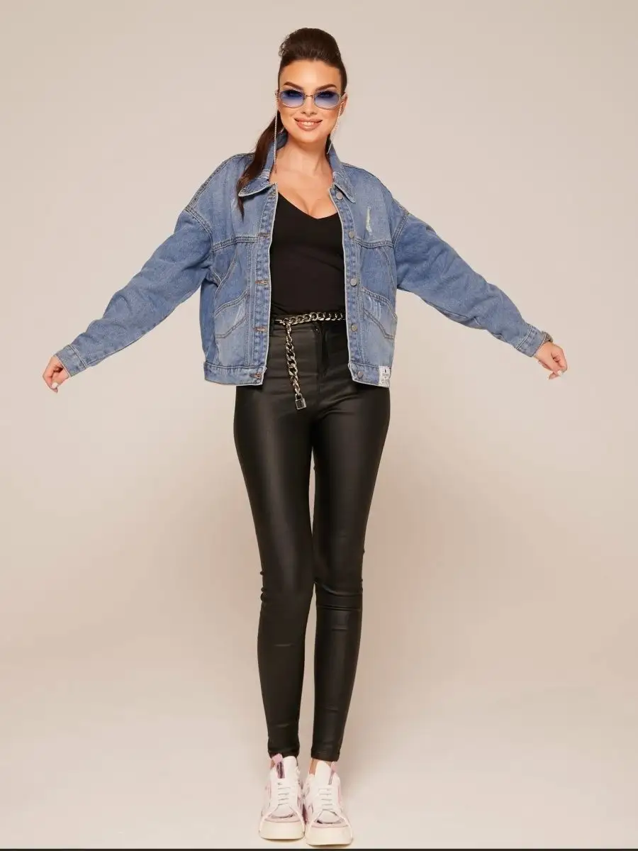 Синяя куртка джинсовая оверсайз