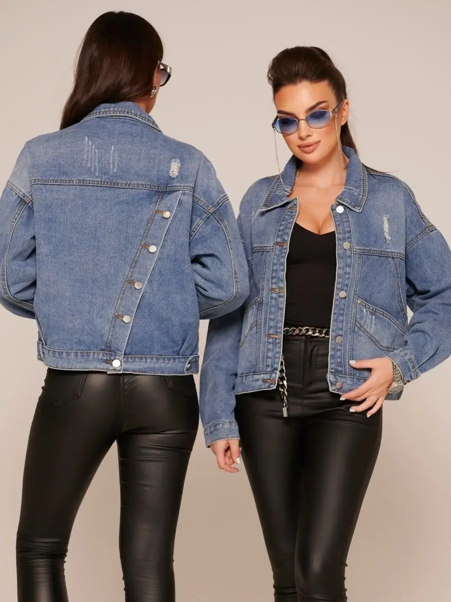 Синяя куртка джинсовая оверсайз