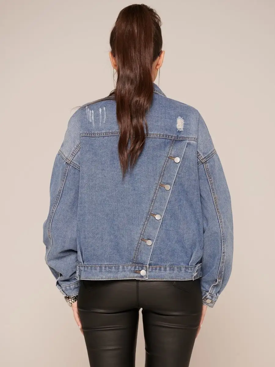 Синяя куртка джинсовая оверсайз