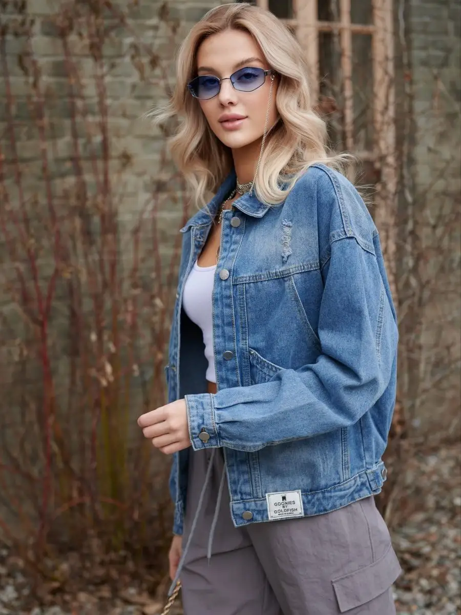 Синяя куртка джинсовая оверсайз