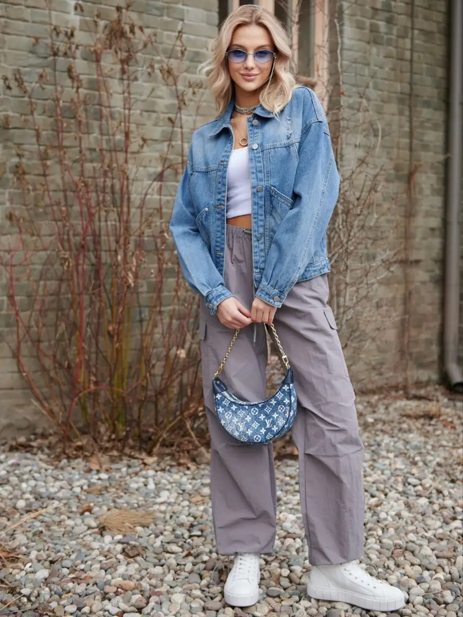 Синяя куртка джинсовая оверсайз