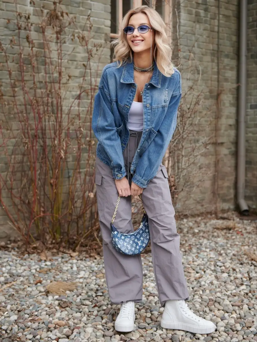 Синяя куртка джинсовая оверсайз