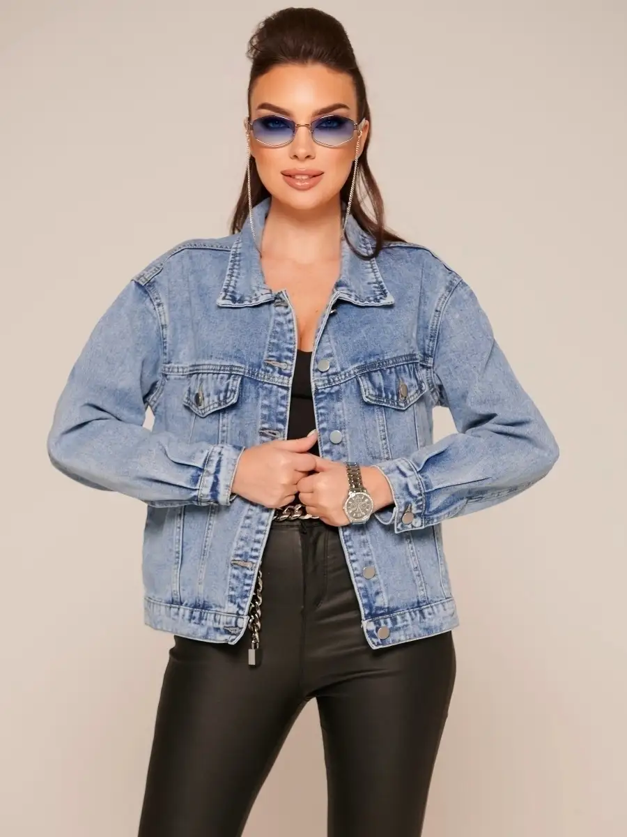 Синяя джинсовая куртка женская демисезонная