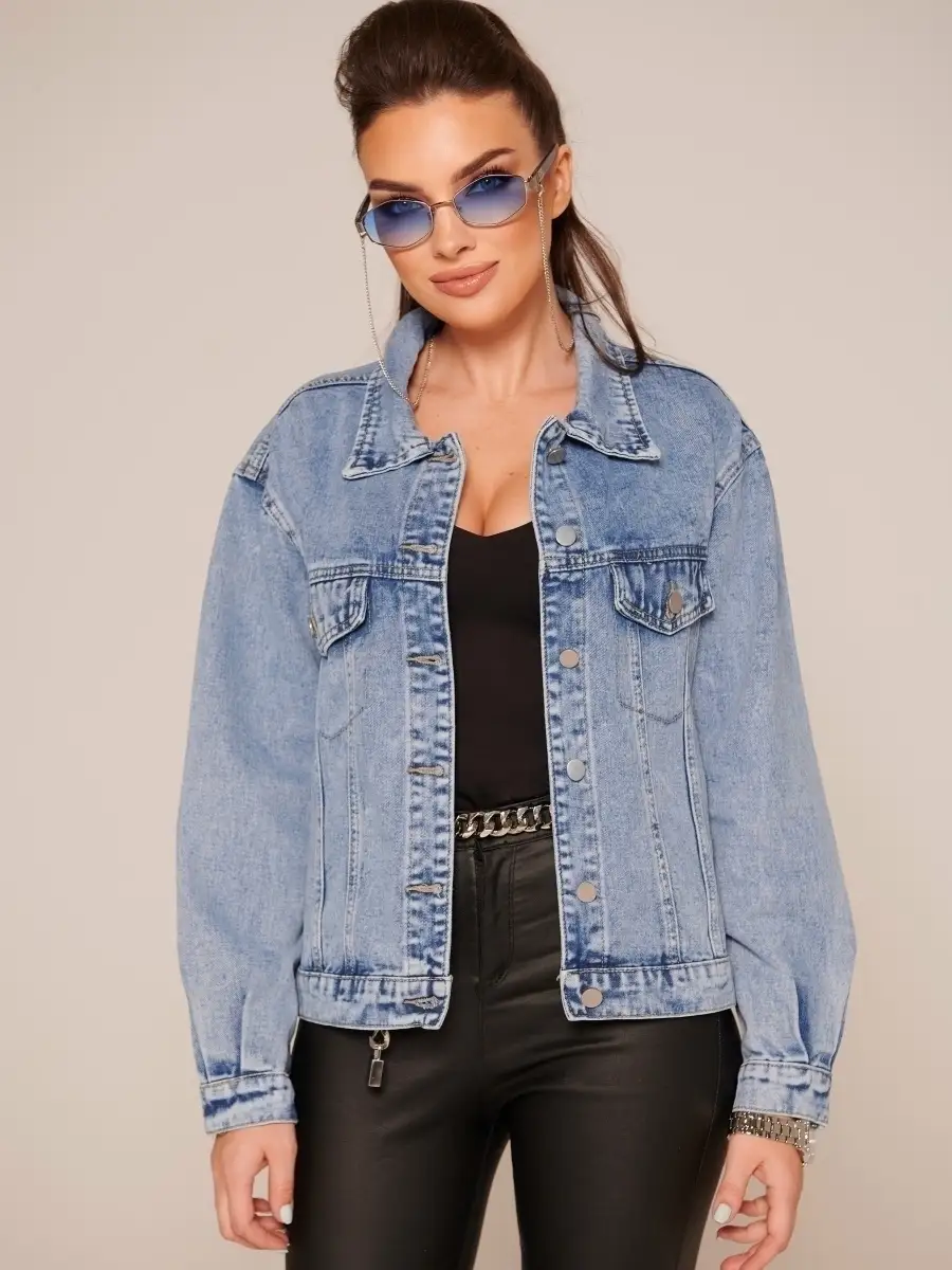 Синяя джинсовая куртка женская демисезонная