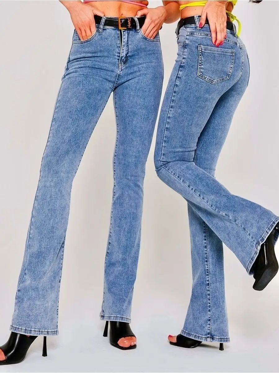 Джинсы с высокой посадкой пушап клеш