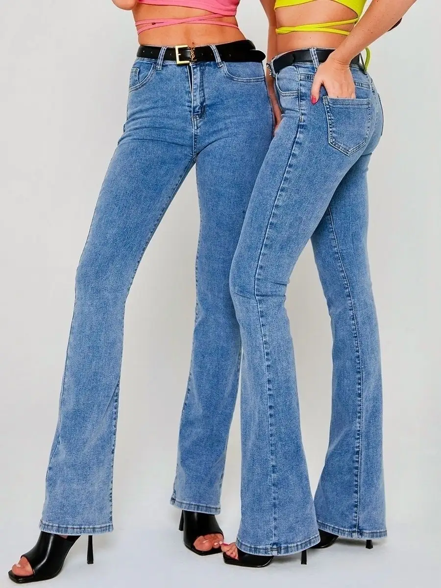 Джинсы с высокой посадкой пушап клеш