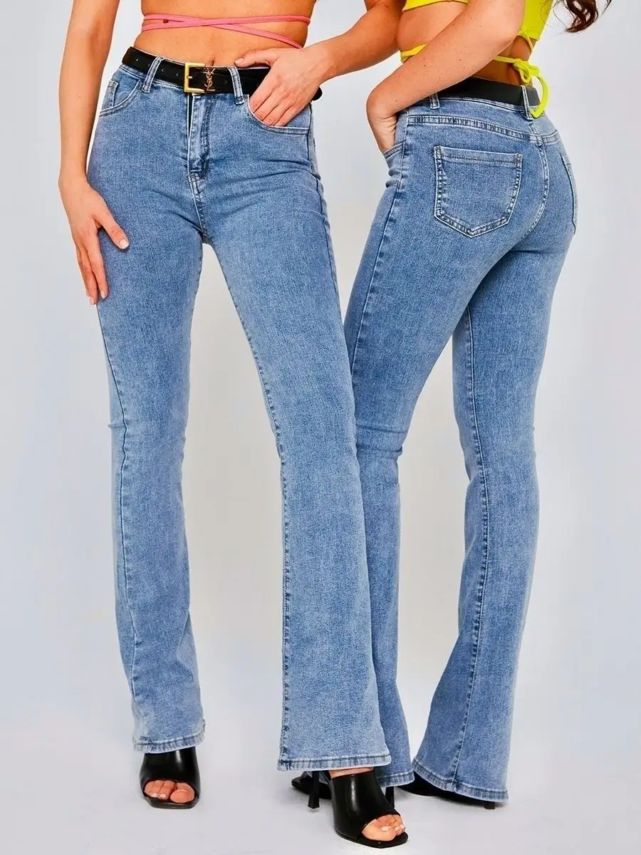 Джинсы с высокой посадкой пушап клеш