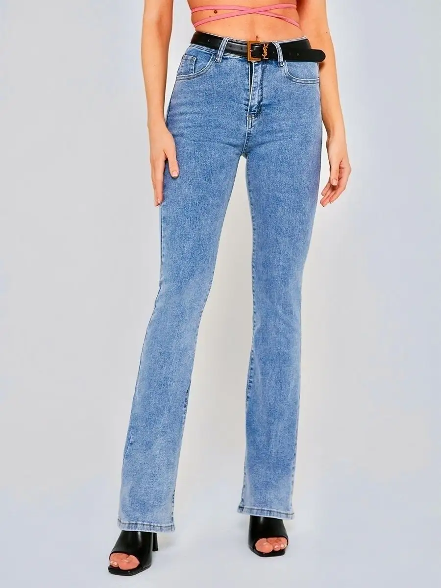 Джинсы с высокой посадкой пушап клеш