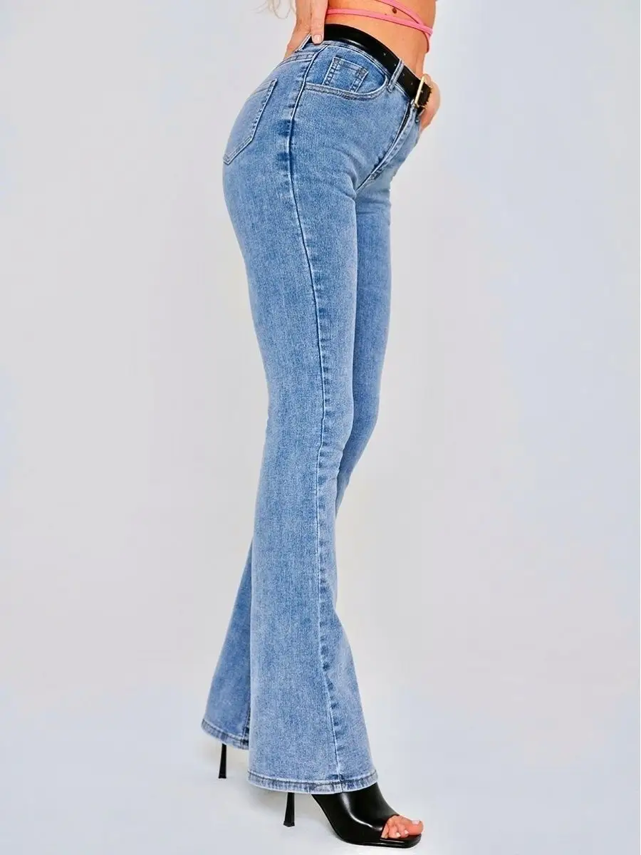 Джинсы с высокой посадкой пушап клеш