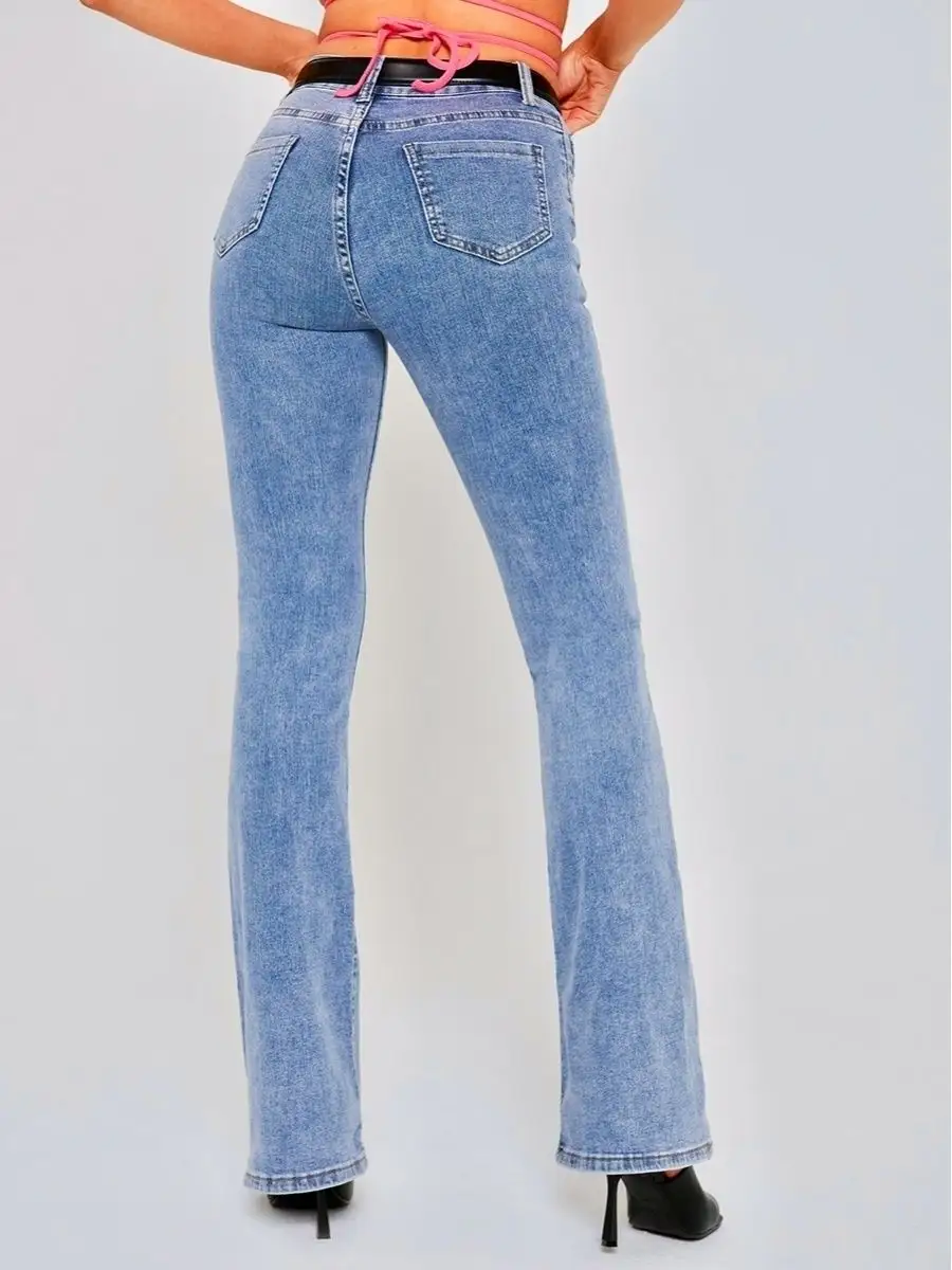 Джинсы с высокой посадкой пушап клеш