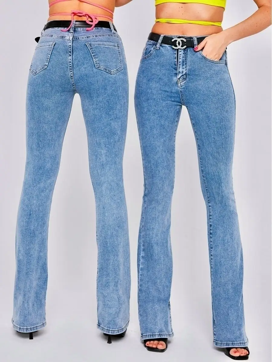 Джинсы с высокой посадкой пушап клеш