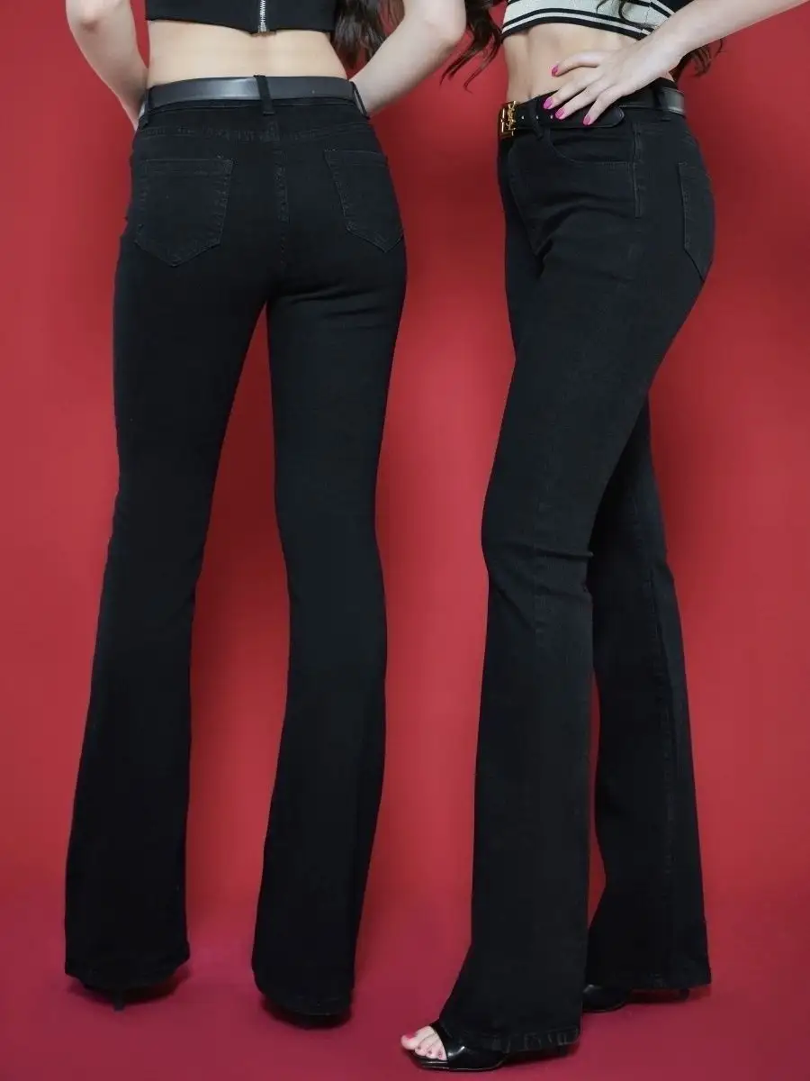 Джинсы с высокой посадкой пушап клеш