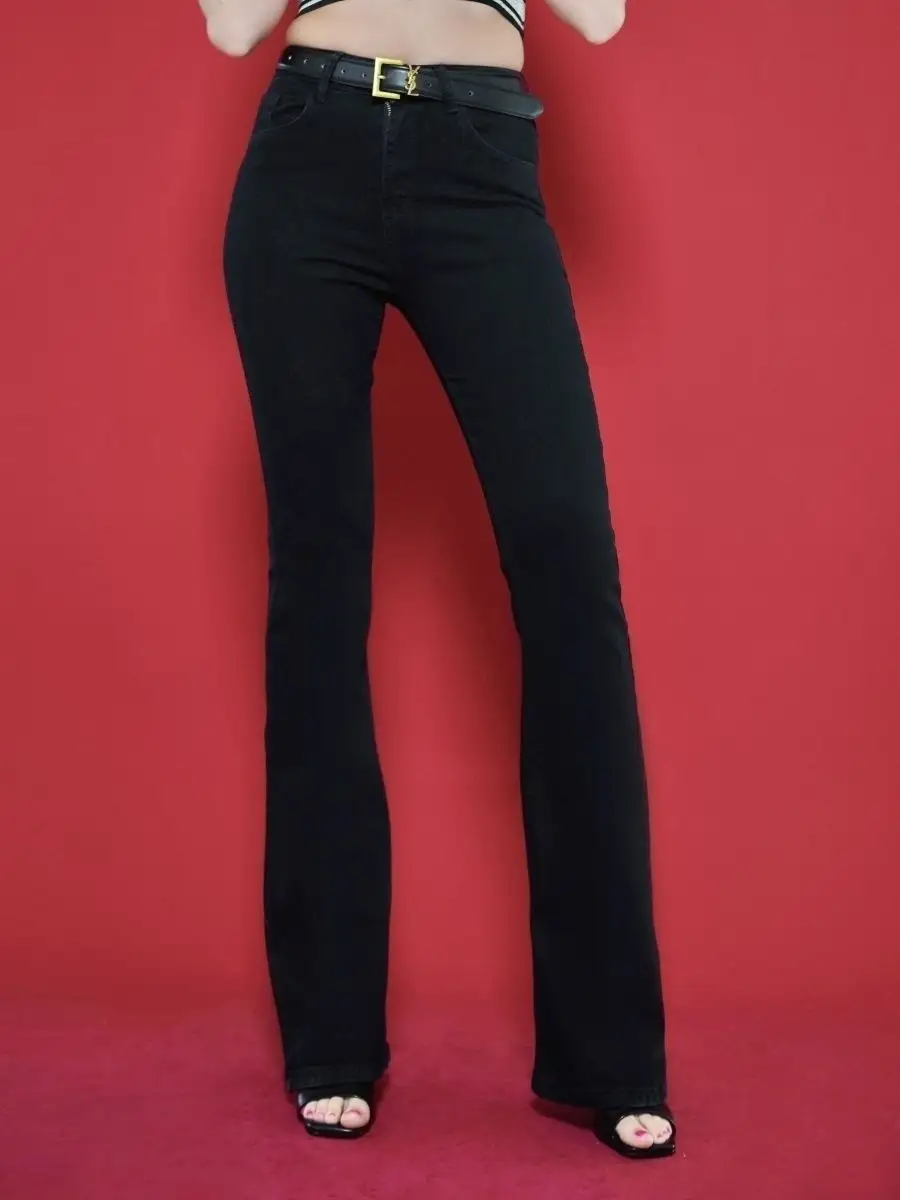 Джинсы с высокой посадкой пушап клеш