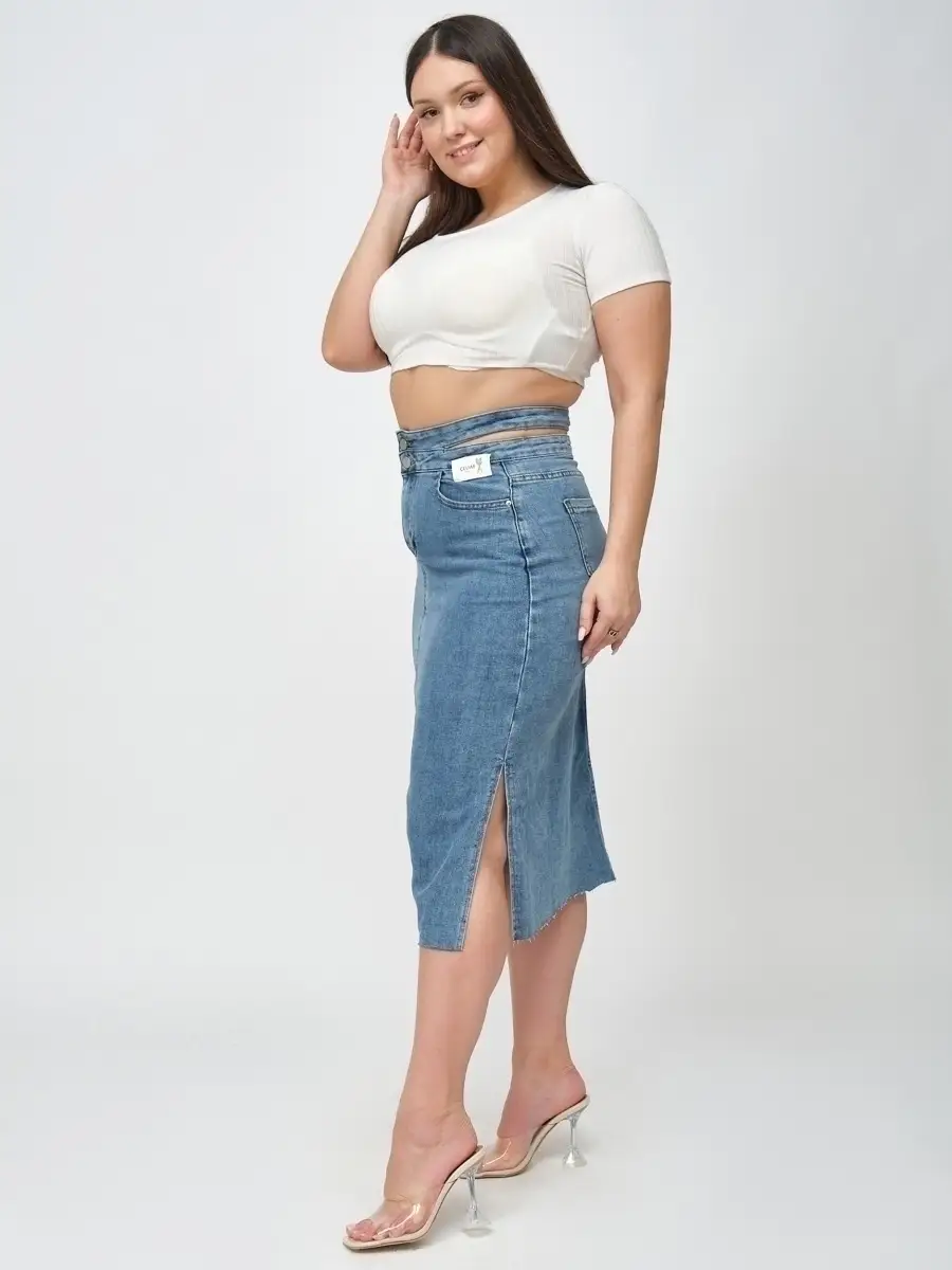 Синяя юбка джинсовая женская деним юбка