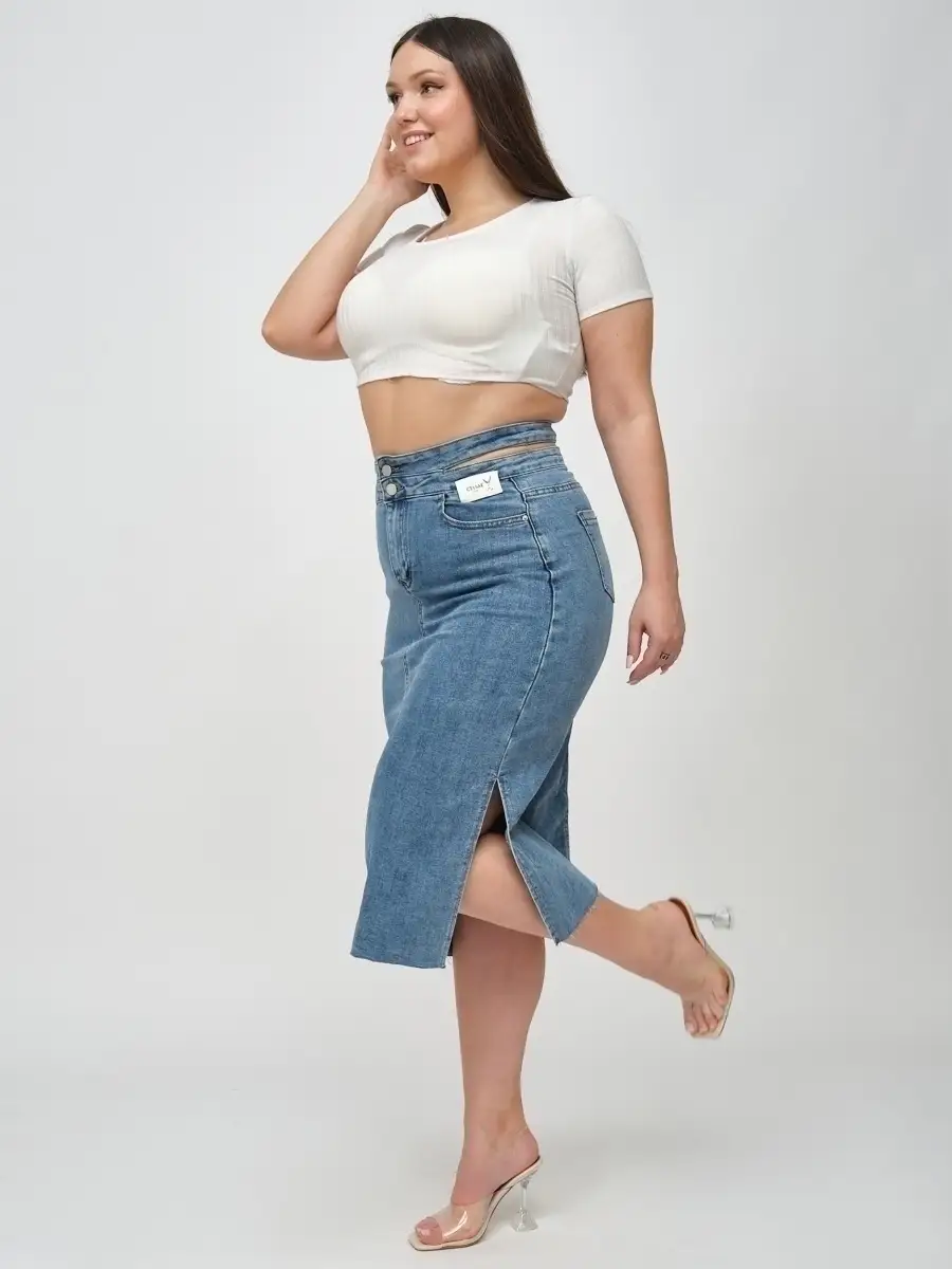 Синяя юбка джинсовая женская деним юбка