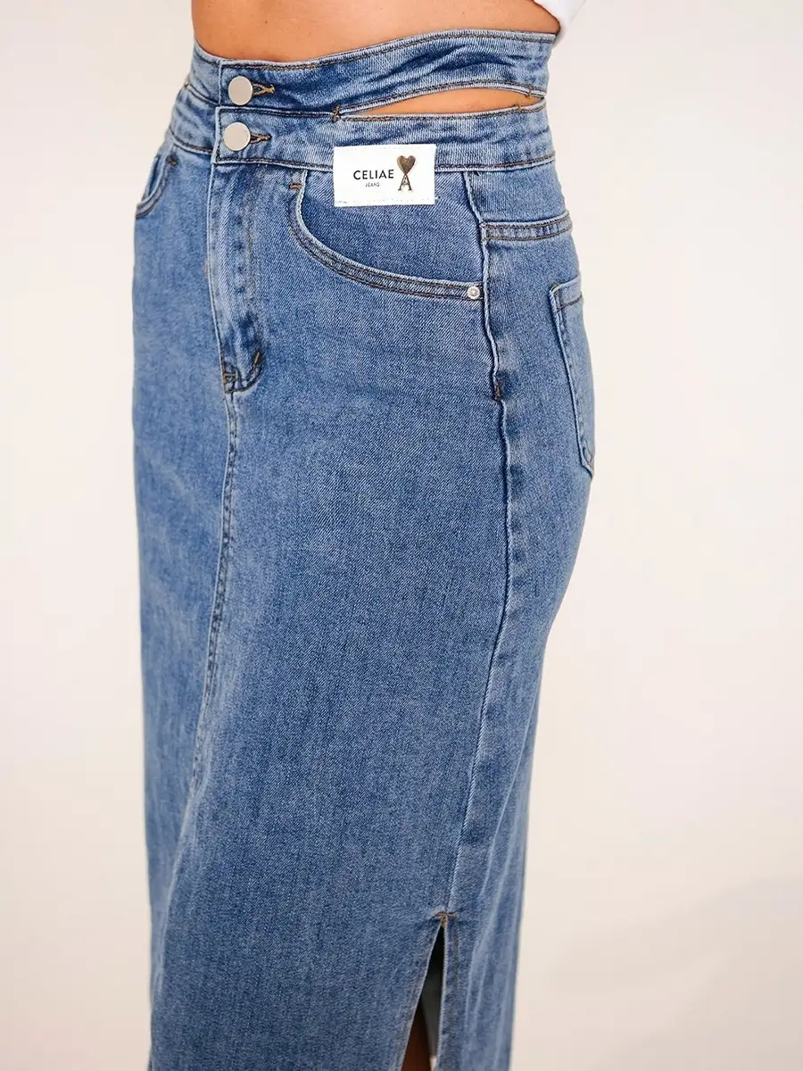 Синяя юбка джинсовая женская деним юбка