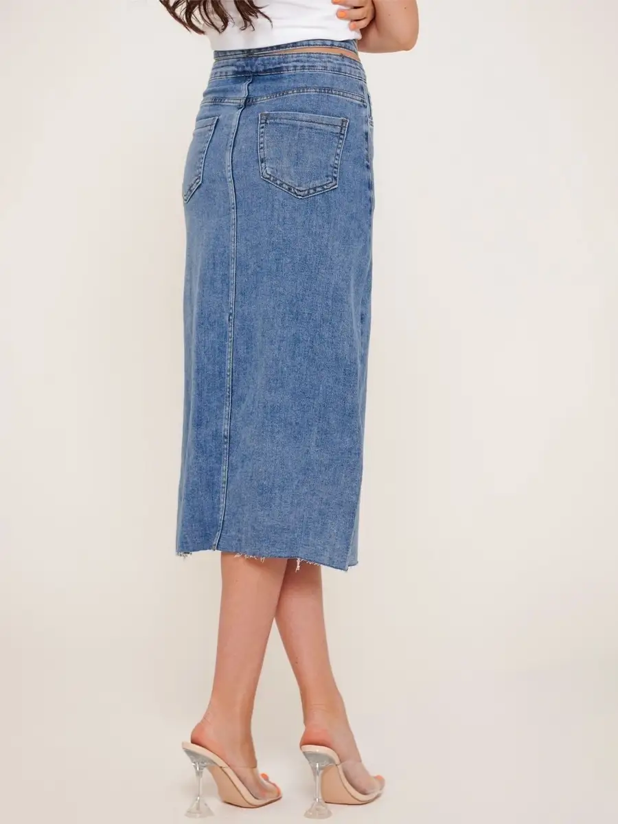 Синяя юбка джинсовая женская деним юбка