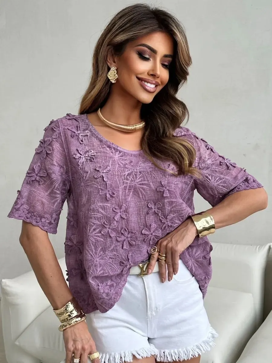 Летняя нарядная блузка с коротким рукавом