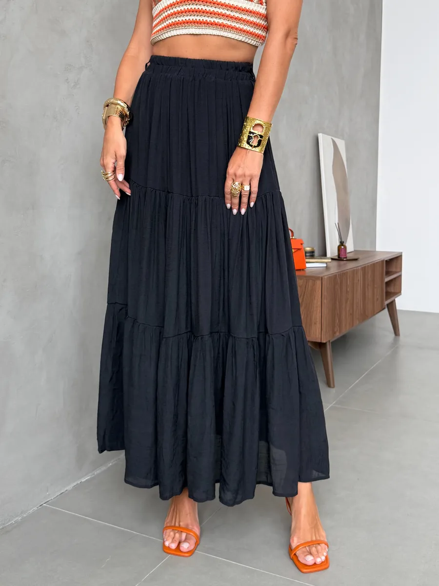 Длинная летняя юбка макси ярусная