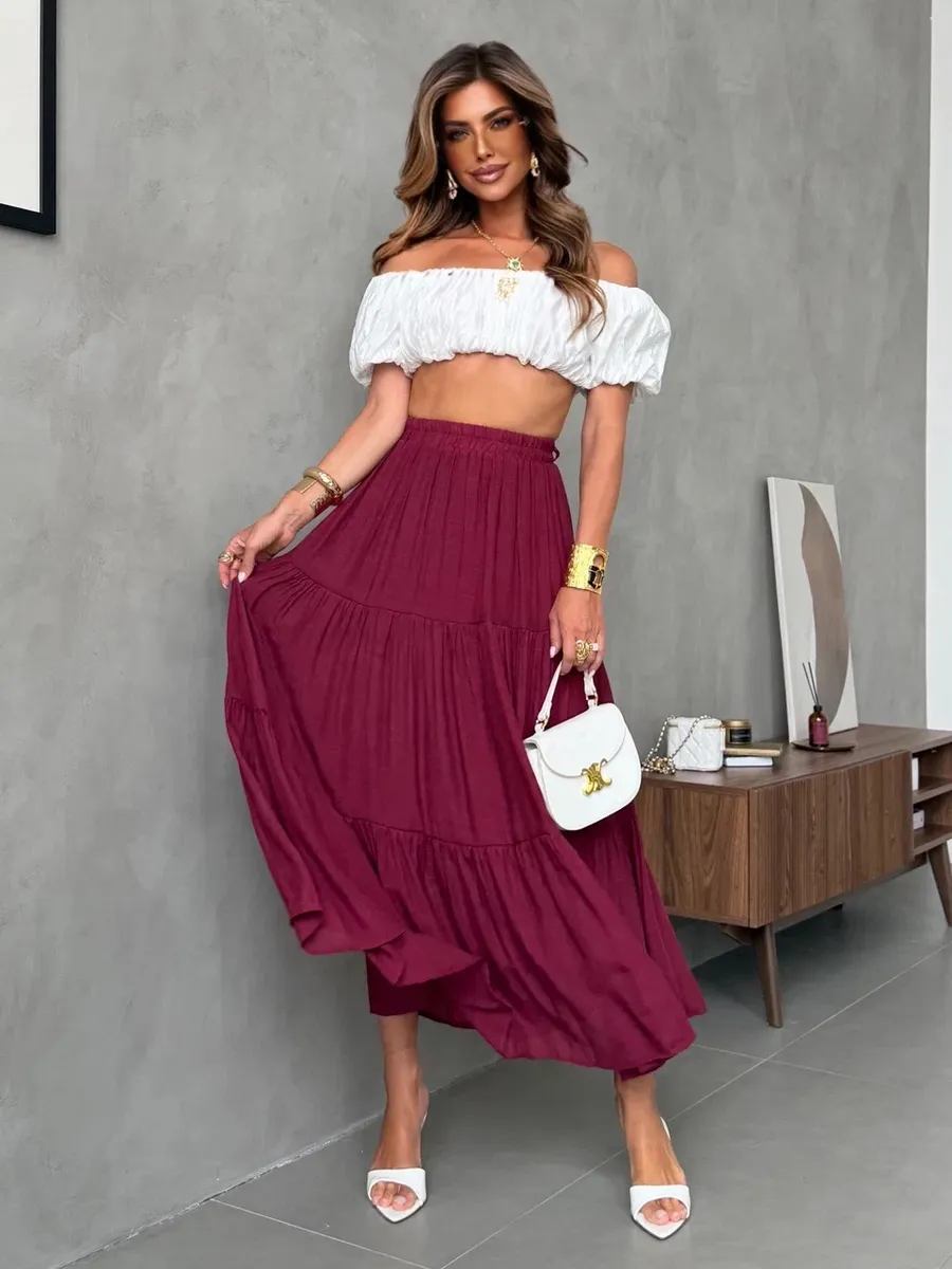 Длинная летняя юбка макси ярусная