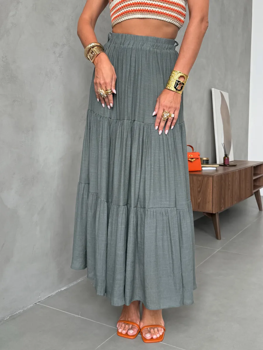 Длинная летняя юбка макси ярусная