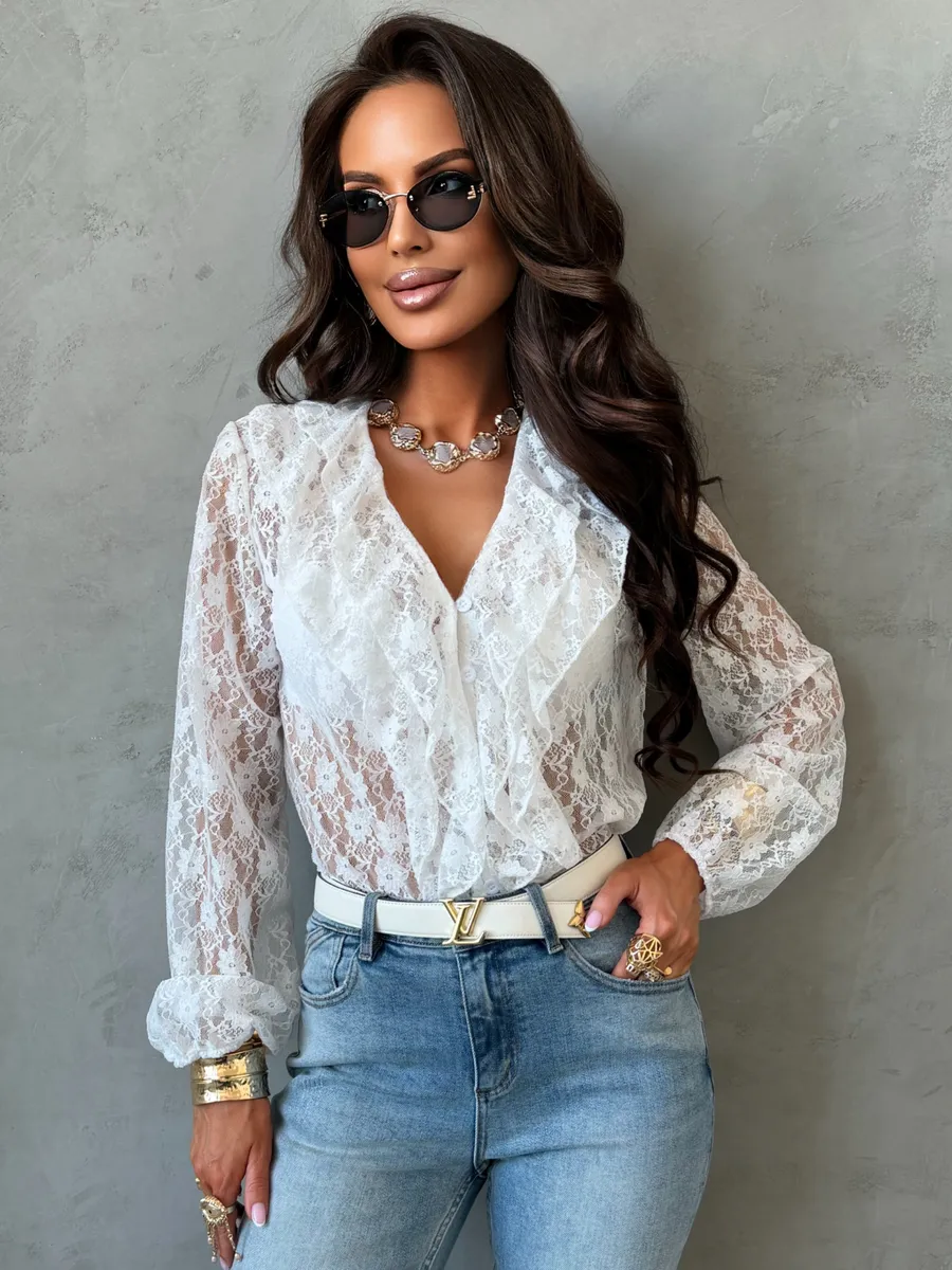 Нарядная кружевная блузка праздничная вечерняя