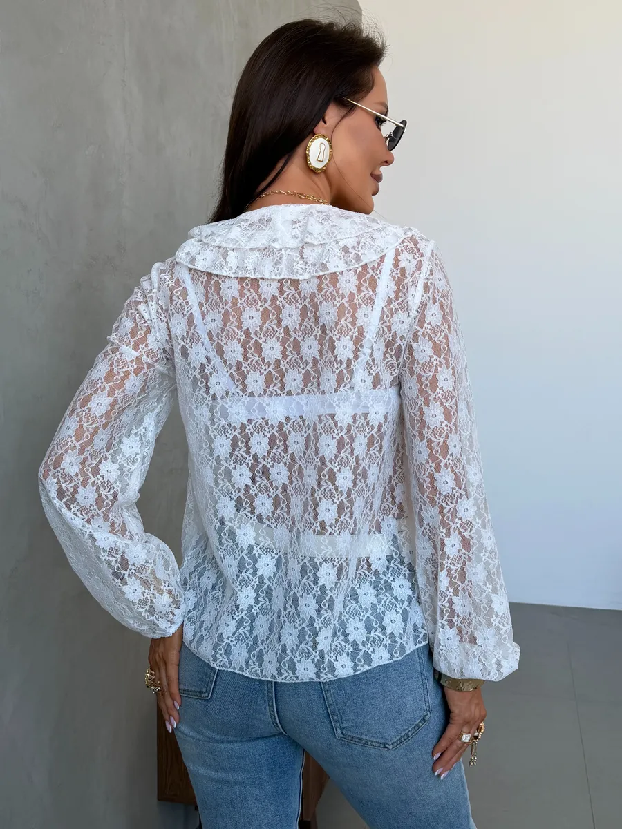 Белая нарядная кружевная блузка праздничная вечерняя